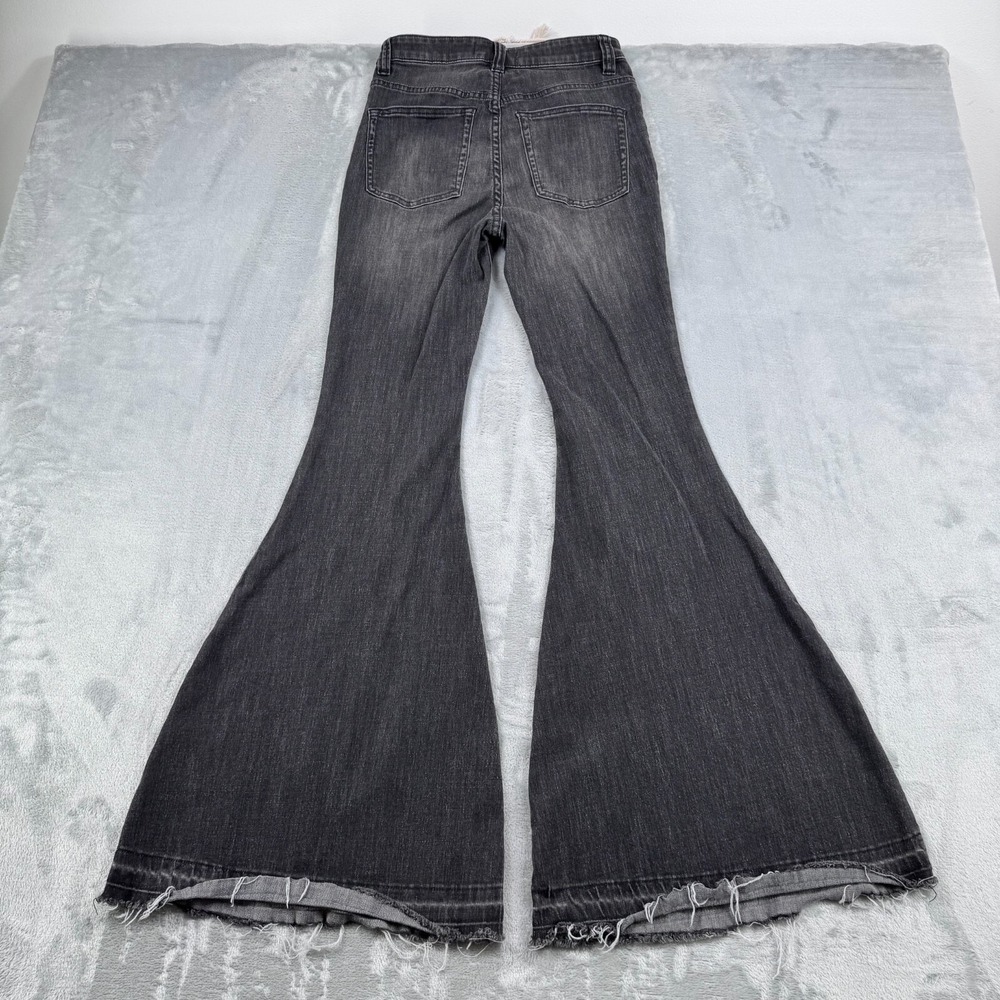 We The Free Jeans Women 27 Black Flare High Rise Button Fly Denim Boho Hippie - Picture 4 of 16
